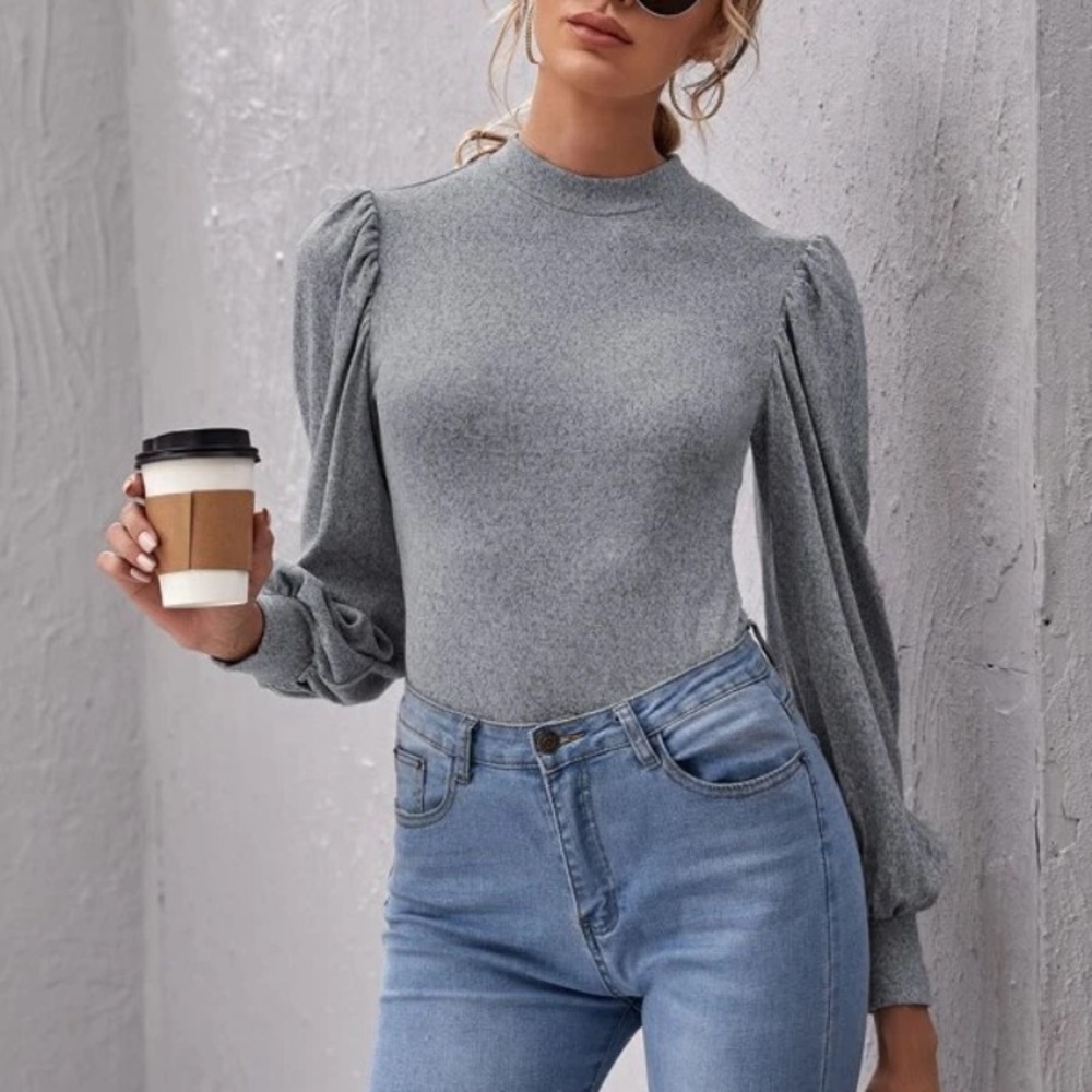 🌟Host Pick🌟SHEIN Bishop Sleeve Form-Fitting LS Tee